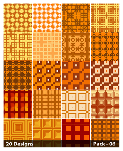 20 Orange Seamless Square Background Pattern Vector Pack 06