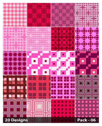 20 Pink Seamless Square Background Pattern Vector Pack 06