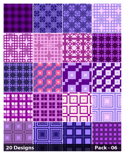 20 Purple Seamless Square Background Pattern Vector Pack 06