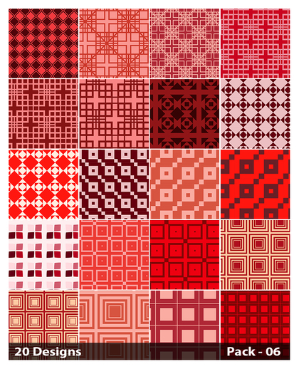 20 Red Seamless Square Background Pattern Vector Pack 06