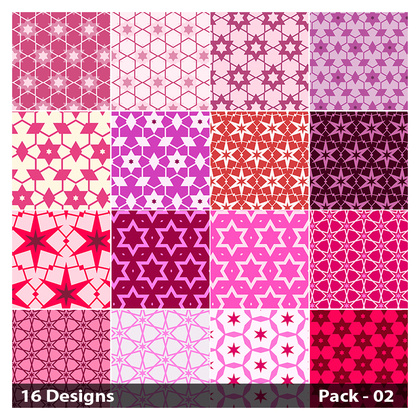 16 Pink Seamless Star Pattern Vector Pack 02