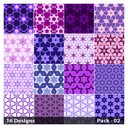 16 Purple Seamless Star Pattern Vector Pack 02