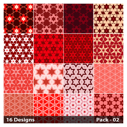 16 Red Seamless Star Pattern Vector Pack 02