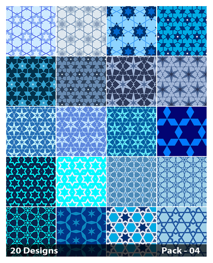 20 Blue Star Background Pattern Vector Pack 04