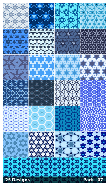 25 Blue Star Pattern Vector Pack 07