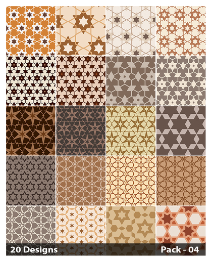 20 Brown Star Background Pattern Vector Pack 04
