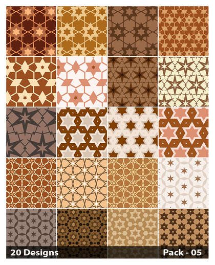 20 Brown Seamless Star Pattern Background Vector Pack 05