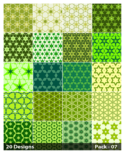 20 Green Star Pattern Vector Pack 07
