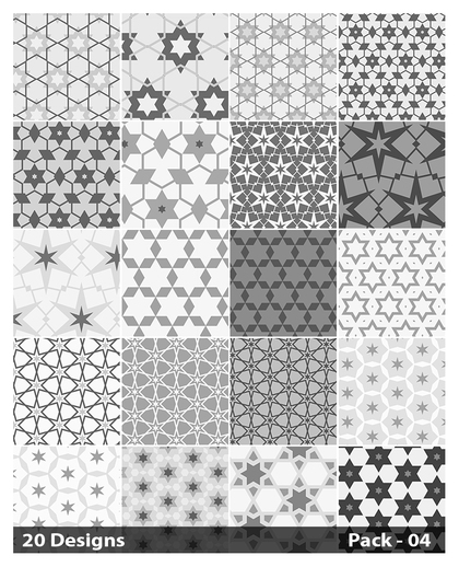 20 Grey Star Background Pattern Vector Pack 04