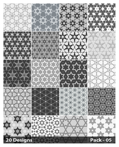 20 Grey Seamless Star Pattern Background Vector Pack 05