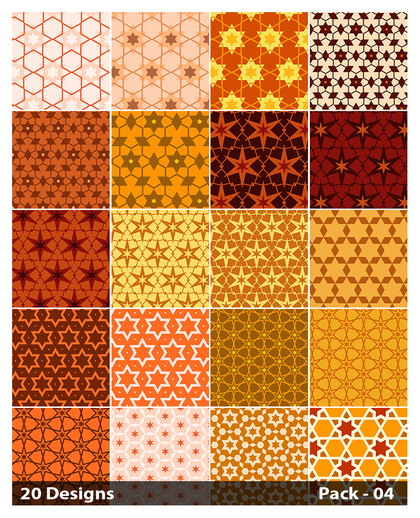 20 Orange Star Background Pattern Vector Pack 04