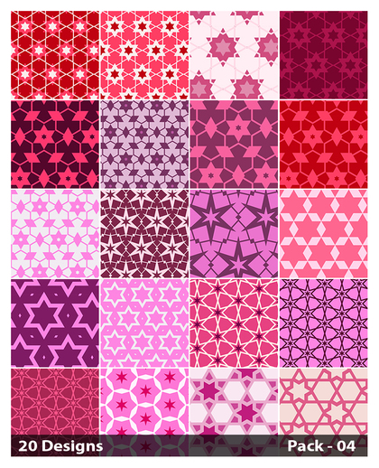 20 Pink Star Background Pattern Vector Pack 04
