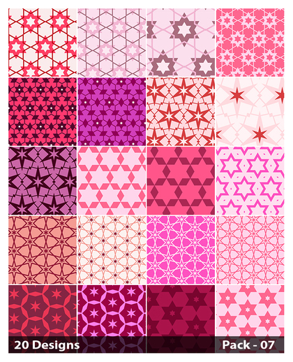 20 Pink Star Pattern Vector Pack 07