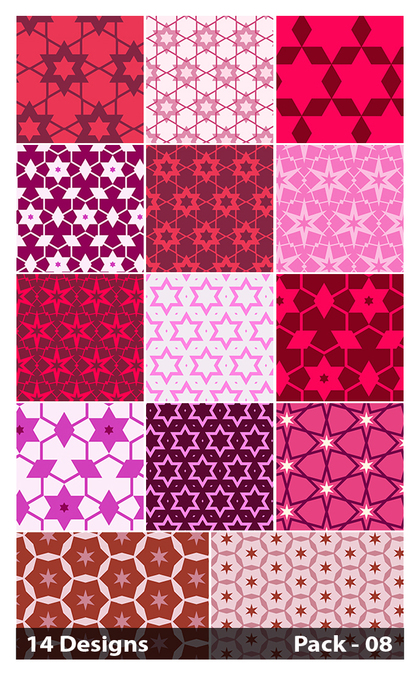 14 Pink Seamless Star Pattern Vector Pack 08