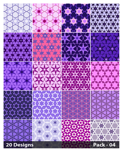 20 Purple Star Background Pattern Vector Pack 04