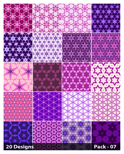 20 Purple Star Pattern Vector Pack 07