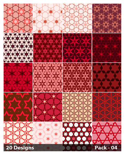 20 Red Star Background Pattern Vector Pack 04