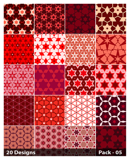 20 Red Seamless Star Pattern Background Vector Pack 05