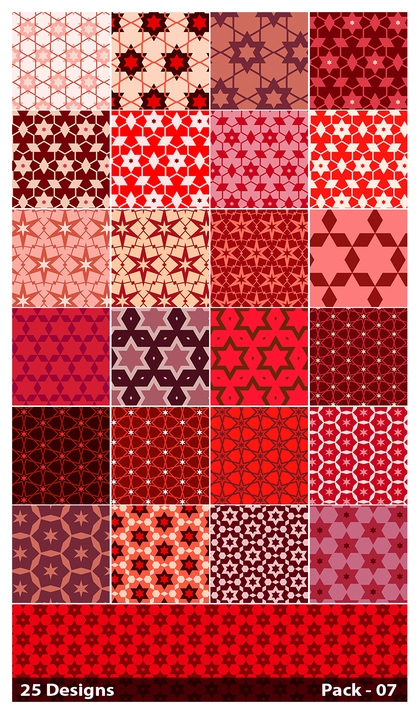 25 Red Star Pattern Vector Pack 07
