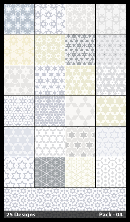 25 White Star Background Pattern Vector Pack 04