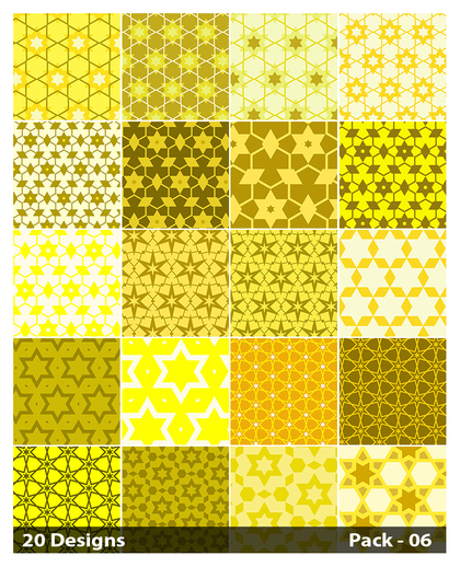 20 Yellow Seamless Star Background Pattern Vector Pack 06