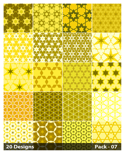 20 Yellow Star Pattern Vector Pack 07