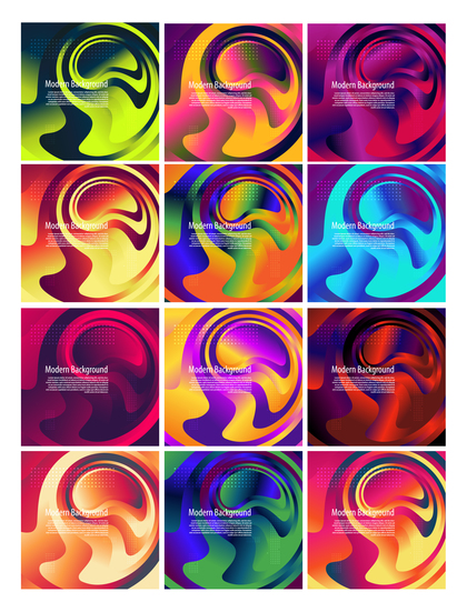 12 Fluid Liquid Color Futuristic Design Background Vector Pack