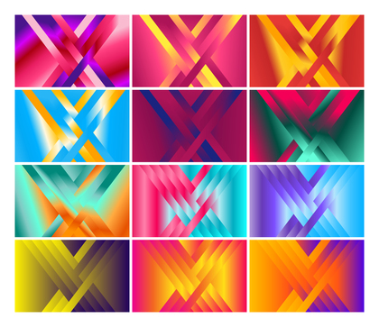 12 Fluid Color Gradient Geometric Shapes Composition Background Vector Pack