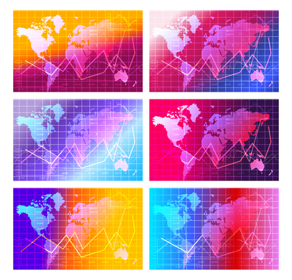 6 World Map Abstract Background Vector Pack