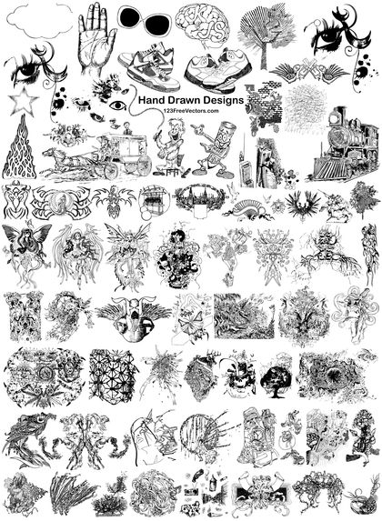 68 Hand Drawn Designs Vector Pack