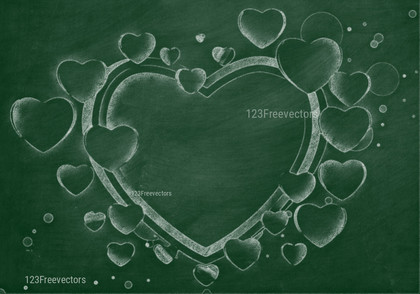 Green Chalkboard Heart Background