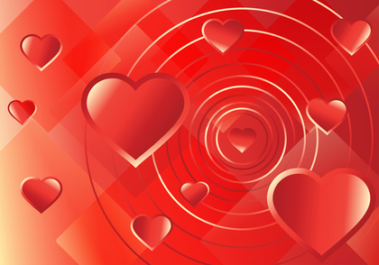Beige and Red Heart Background Illustration