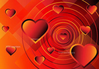 Red and Orange Heart Wallpaper Background Vector Illustration