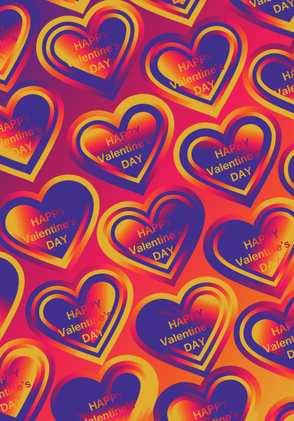 Pink Blue and Orange Heart Wallpaper Background Graphic