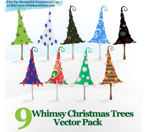 Whimsy Christmas Trees Vector Free