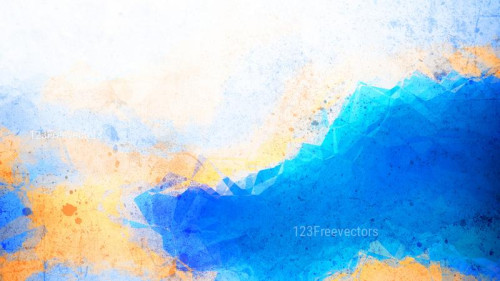 Blue Orange and White Grunge Watercolour Background