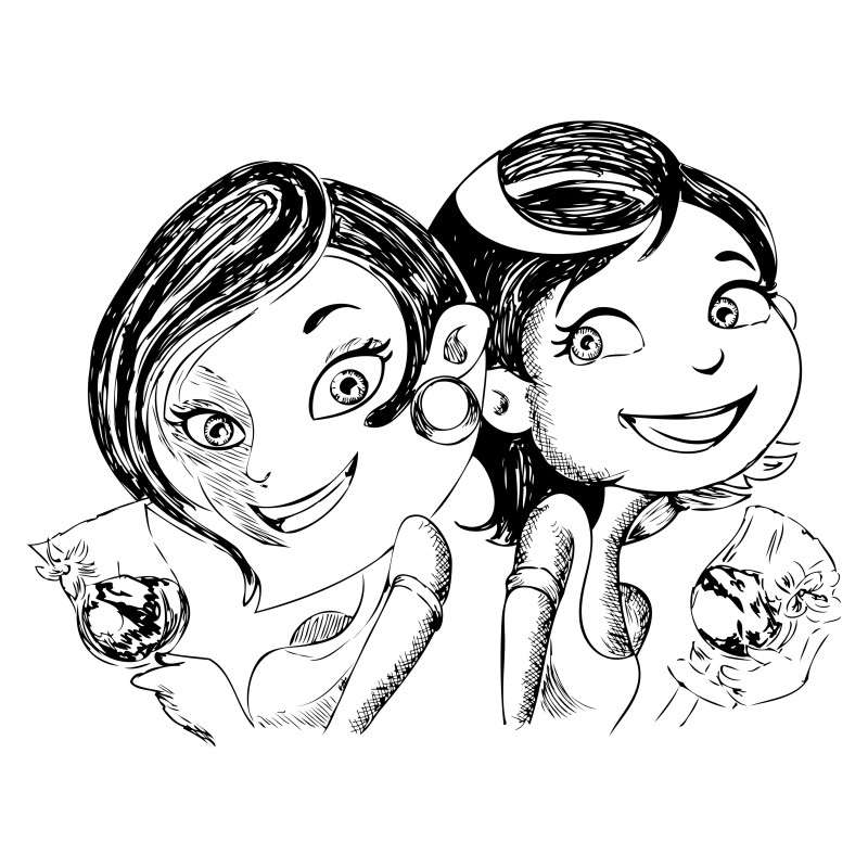 Hand Drawn Cartoon Girl Vector Image