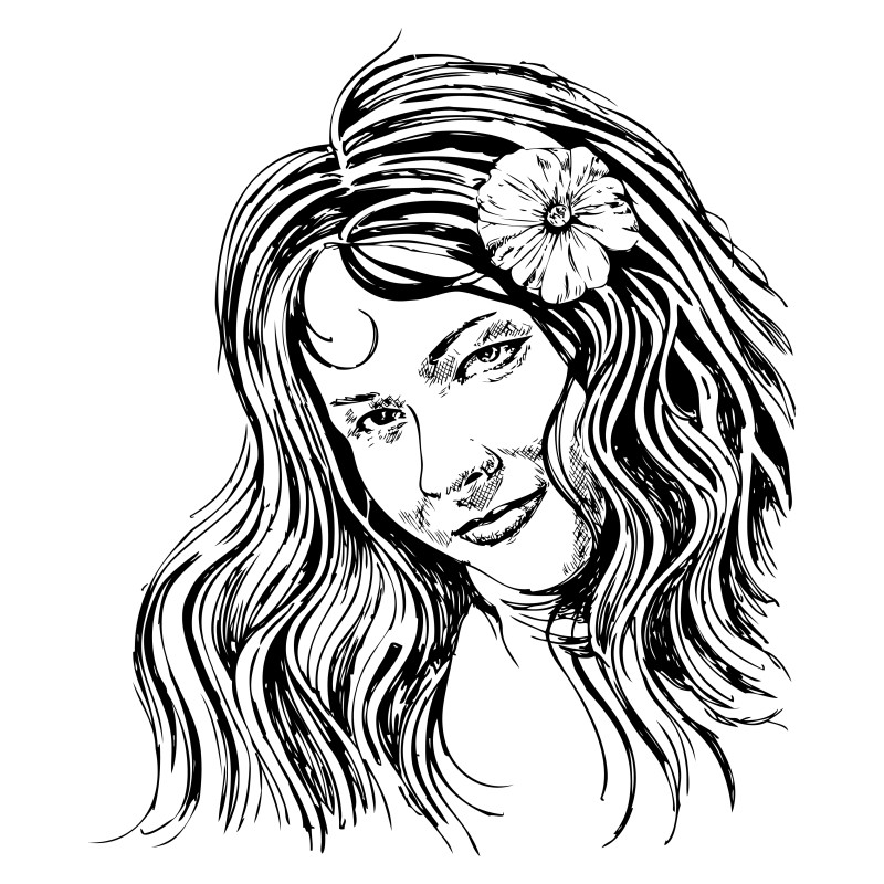 Hand Drawn Girl Image