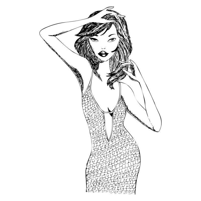 Hand Drawn Modern Girl Image
