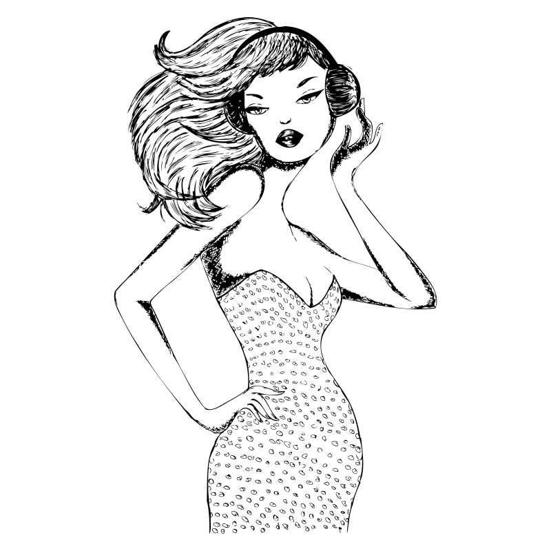 Hand Drawn Modern Girl Vector