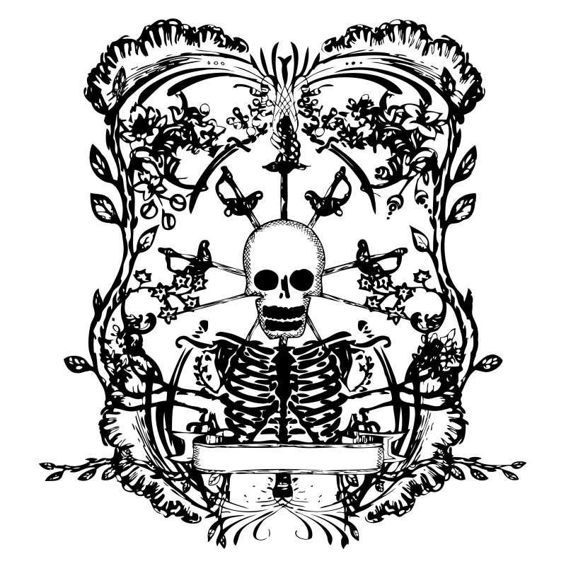 Hand Drawn Skeleton Floral Frame Vector Image