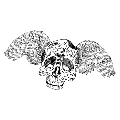 Hand Drawn Winged Skull Vector