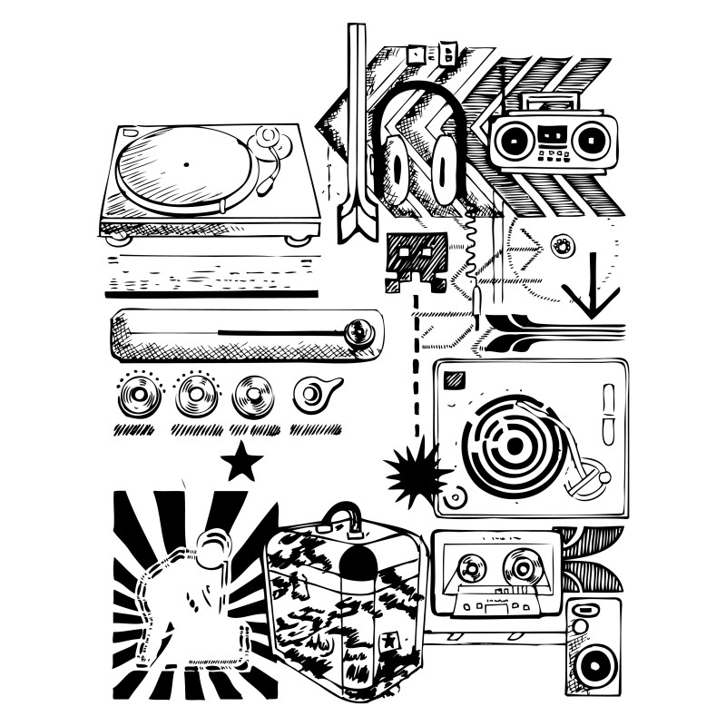 Hand Drawn Music Player Vector Image