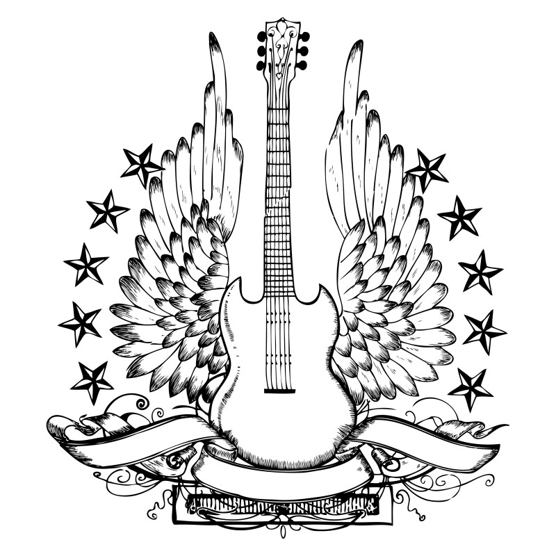 Hand Drawn Music Guitar Vector