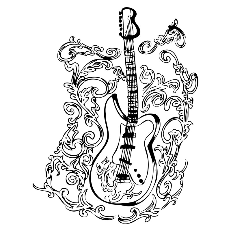 Hand Drawn Music Guitar Vector Image