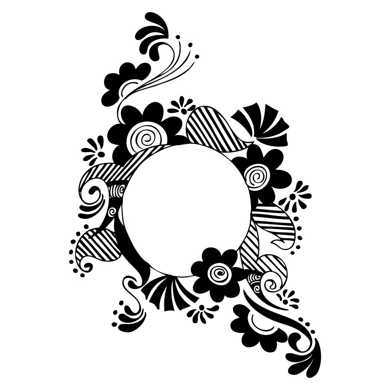 Hand Drawn Floral Circle Frame Vector Image