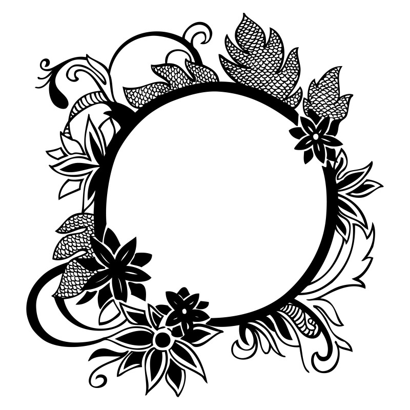 Hand Drawn Floral Circle Frame Vector