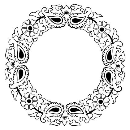 Hand Drawn Floral Circle Frame Vector