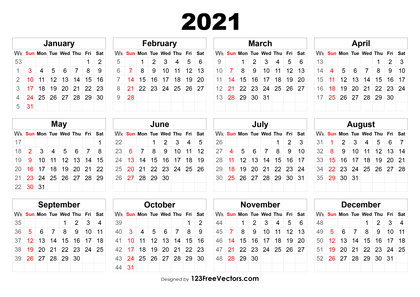 2021 Calendar with Week Numbers