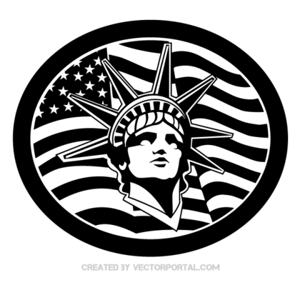 Statue of Liberty with American Flag Vector Image